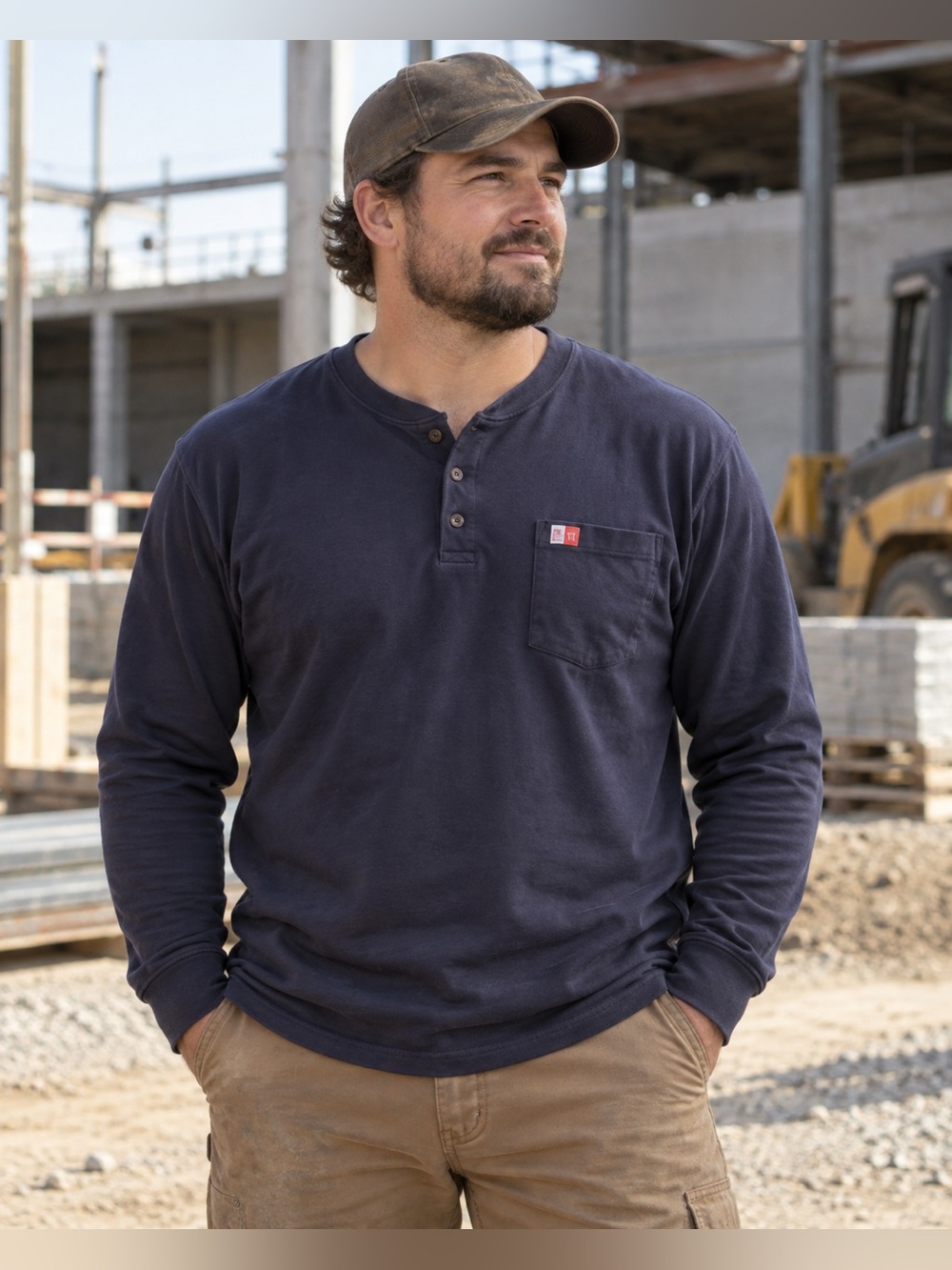 FR Flame Resistant BIG BILL Long Sleeve Henley Shirt XL Navy Workwear